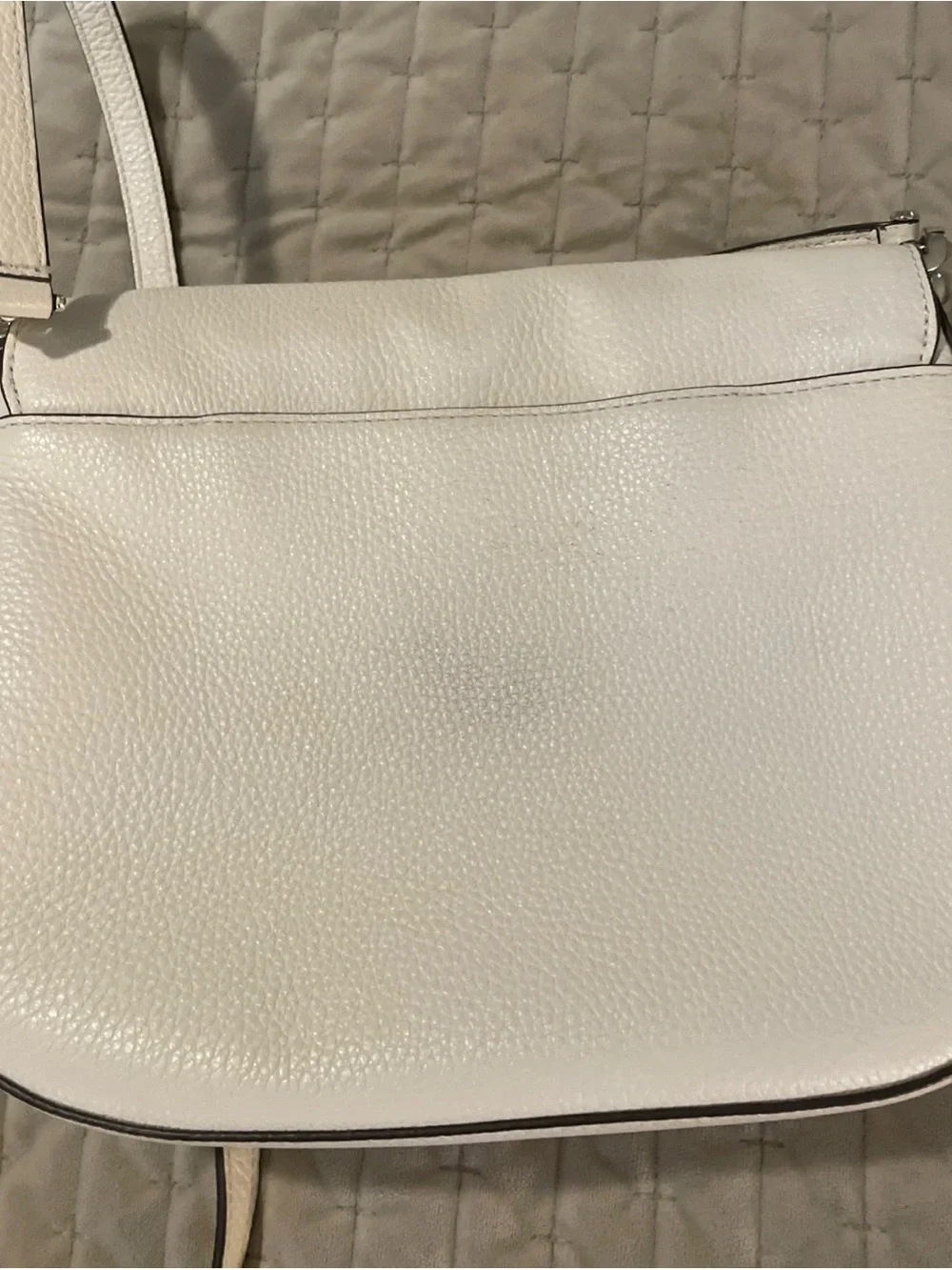 kate spade cream pebbled leather crossbody with gold logo